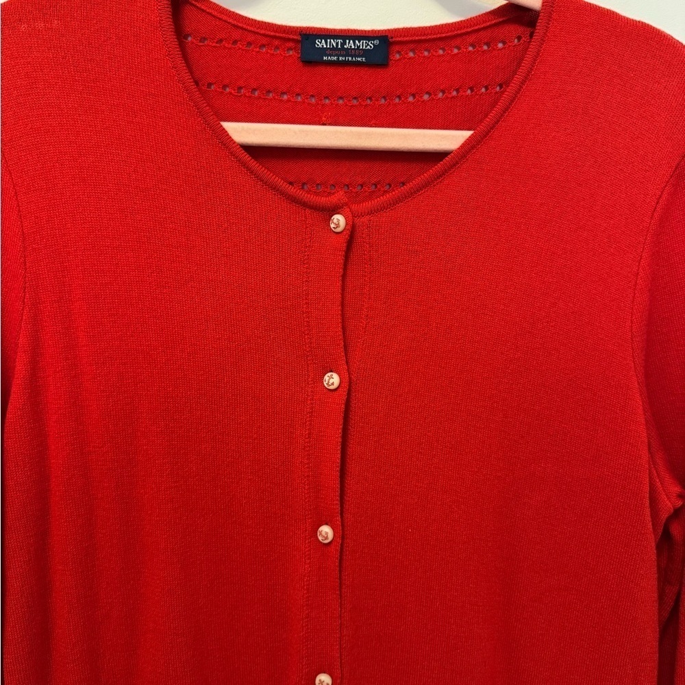 Saint James Nautical Red Cardigan - Picture 3 of 6